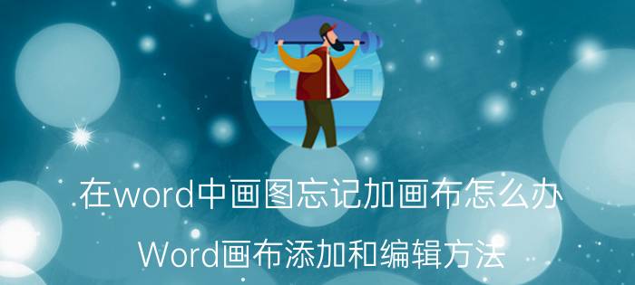 在word中画图忘记加画布怎么办 Word画布添加和编辑方法